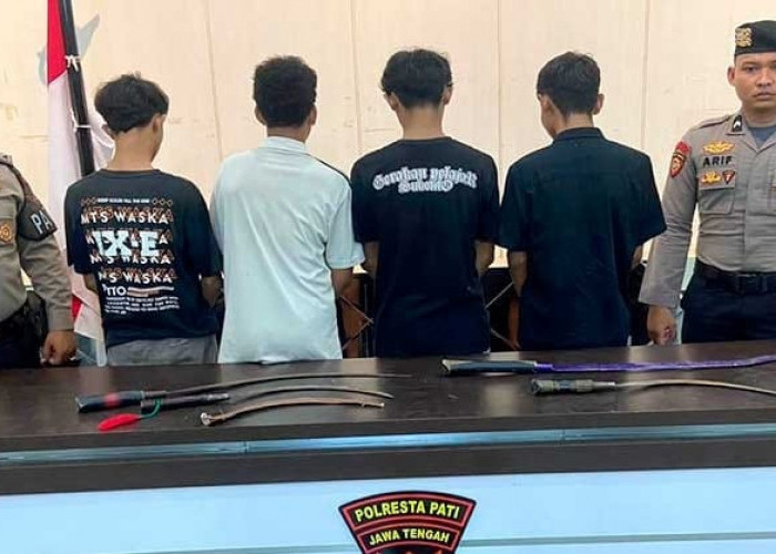 Aksi Gangster Makin Ngeri, Empat Pelaku Bersenjata Clurit Diringkus Polresta Pati 