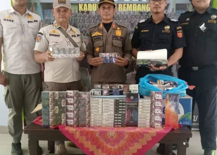 Operasi Gabungan, Petugas Sita Ribuan Batang Rokok Ilegal di Rembang