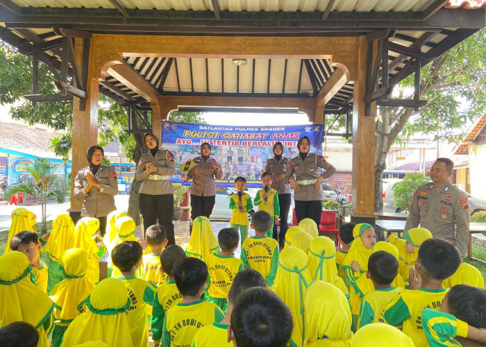 Belajar Lalulintas, Puluhan Anak Berkunjung ke Mapolres Sragen 