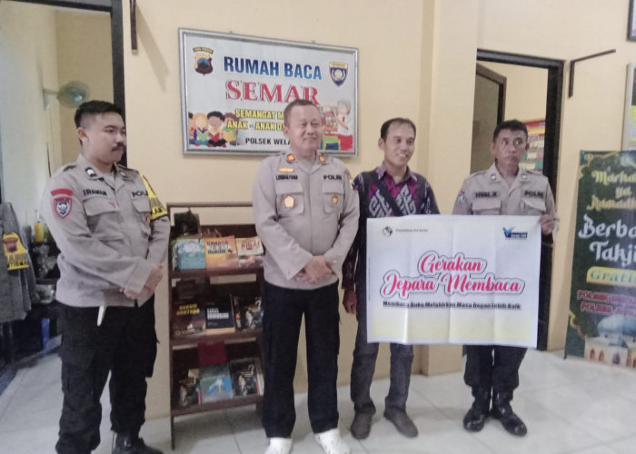Kampanyekan Gerakan Jepara Membaca, Perpustakaan RA Kartini Gandeng Polsek Welahan