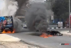 Keluar SPBU, Pick Up Tabrak Motor di Bener Purworejo, Kedua Kendaraan Sempat Terbakar