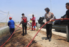 Kapolres Tegal Turun Langsung  Lakukan Mitigasi Karhutla  Jalur Tol