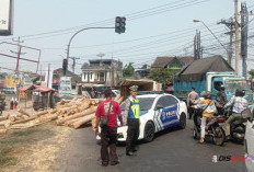 Truk Muatan Kayu Sengon Terguling di Mertoyudan Magelang, Arus Lalu Lintas Sempat Terganggu