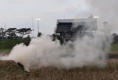 Asap Tebal Pembakaran Jarami Kering di Samping Exit Tol Tingkir Salatiga Membahayakan Pengedara