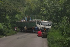 Truk Melintang di Tengah Jalan Purwodadi-Solo, Kades Monggot: Harap Berhati-hati